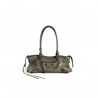 BALENCIAGA WOMEN'S LE CITY BAG EAST-WEST IN ARMY GREEN 8457042ABEK3258 (39.8*17.7*14.9cm)